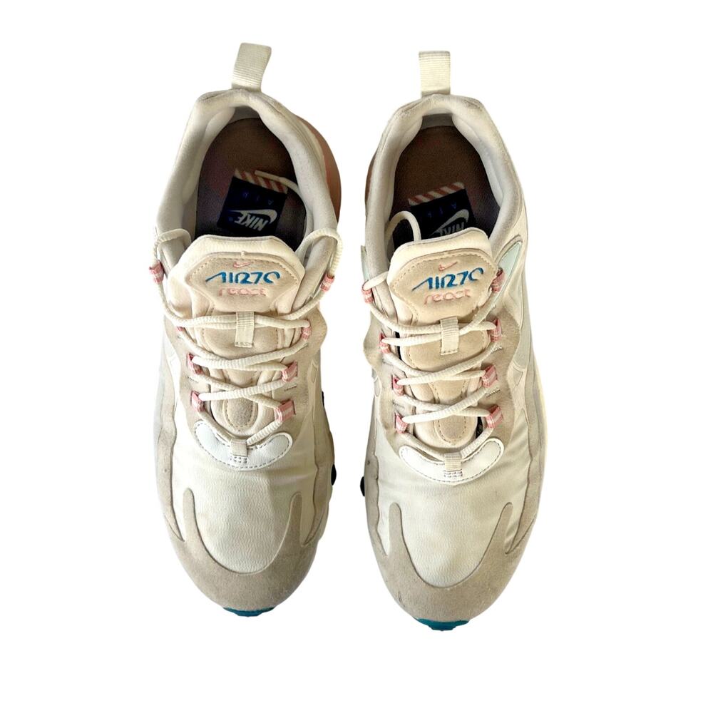 Nike Air Max 270 React Women’s 10 White Beige Pink Running Sneakers AT6174-100 - Picture 4 of 9